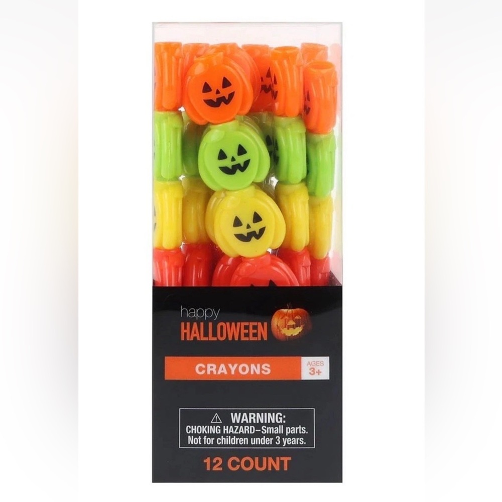 Happy Halloween Pumpkin Stackable Crayons 12 Count